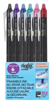 Frixion Point Clicker stylos gel effaçables, ensemble de 6