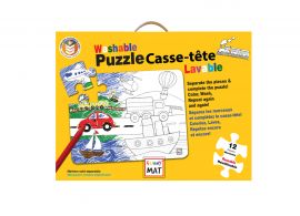Funny Mat washable coloring puzzle, vehicles